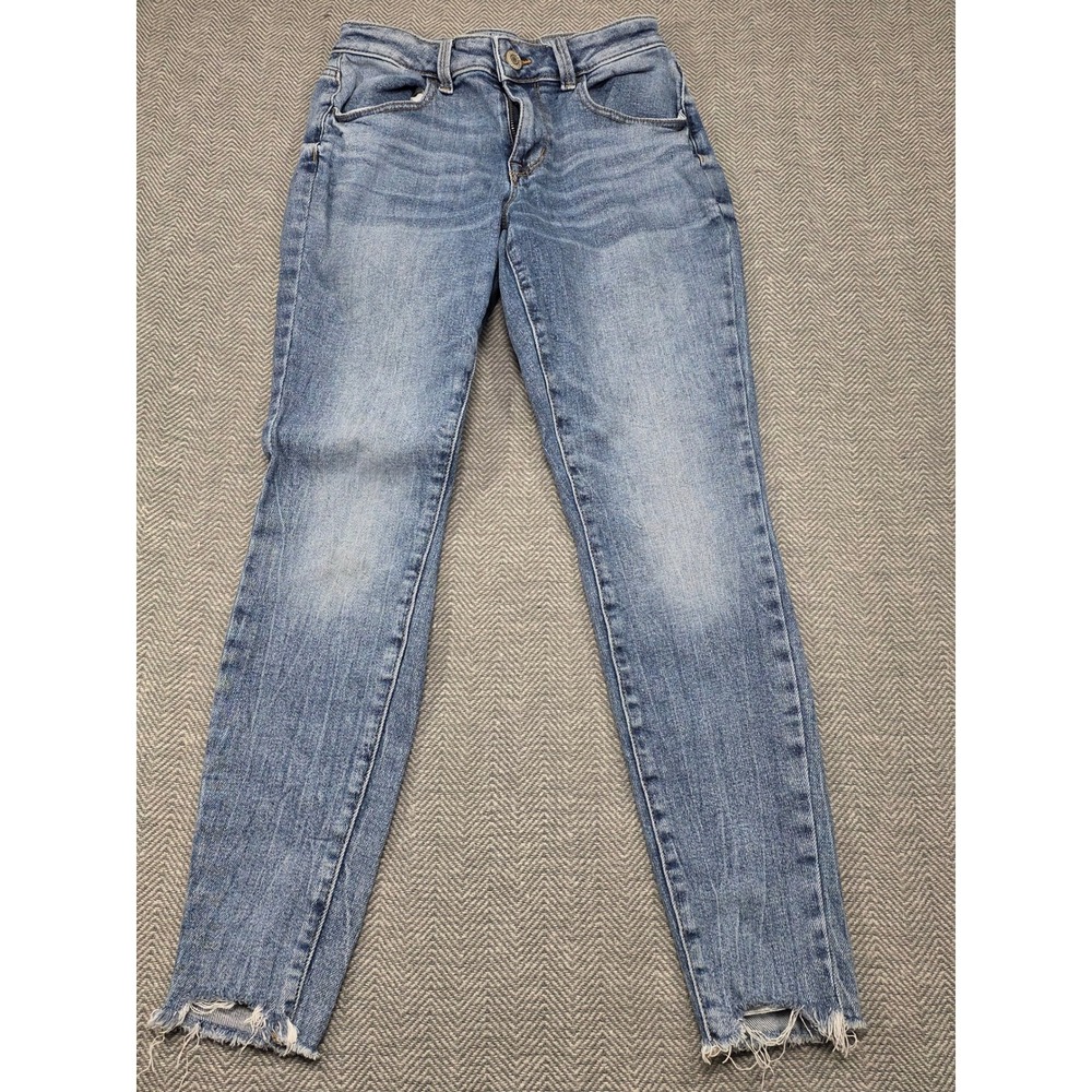maurices High Rise Distressed Raw Hem‎ Skinny Jeans Womens Size 4 Light Wash
